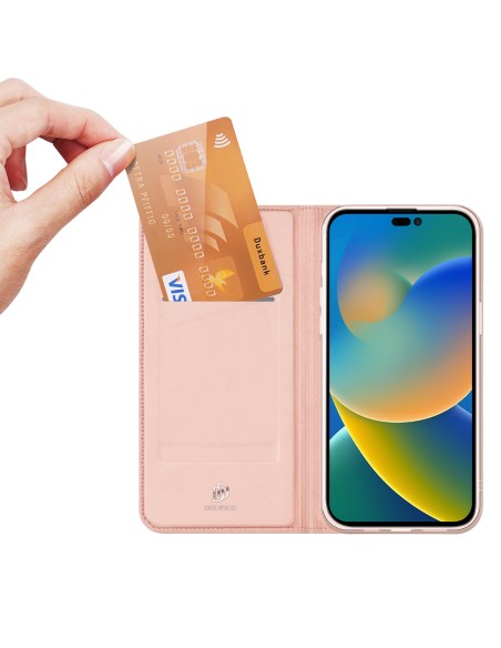 Dux Ducis Skin Pro dėklo dėklo dangtelis su atvartu iPhone 14 Pro Max rožinis