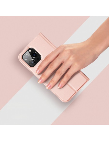 Dux Ducis Skin Pro dėklo dėklo dangtelis su atvartu iPhone 14 Pro Max rožinis