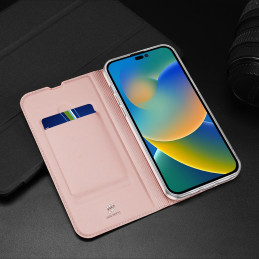 Dux Ducis Skin Pro dėklo dėklo dangtelis su atvartu iPhone 14 Pro Max rožinis