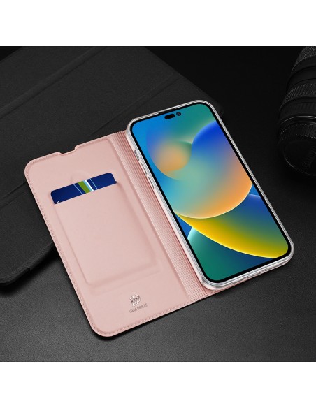 Dux Ducis Skin Pro dėklo dėklo dangtelis su atvartu iPhone 14 Pro Max rožinis