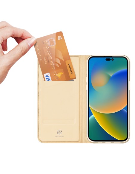 Dux Ducis Skin Pro dėklo dėklo dangtelis su atvartu iPhone 14 Pro Max auksinis Dux Ducis Skin Pro dėklo dėklo dangtelis su atvartu iPhone 14 Pro Max auksinis
