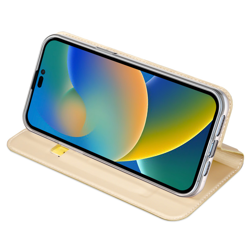 Dux Ducis Skin Pro dėklo dėklo dangtelis su atvartu iPhone 14 Pro Max auksinis