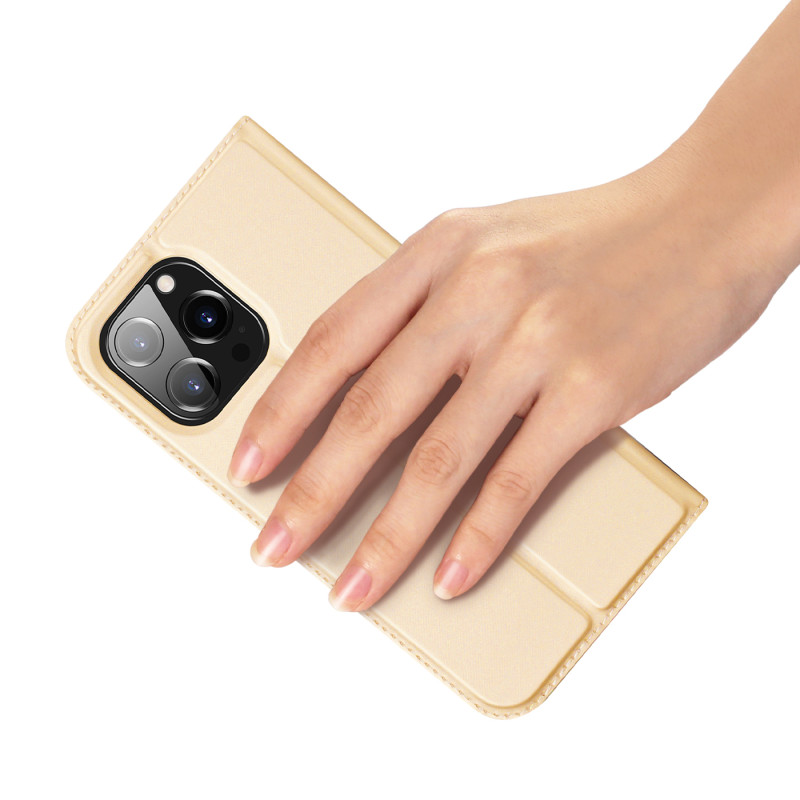 Dux Ducis Skin Pro dėklo dėklo dangtelis su atvartu iPhone 14 Pro Max auksinis