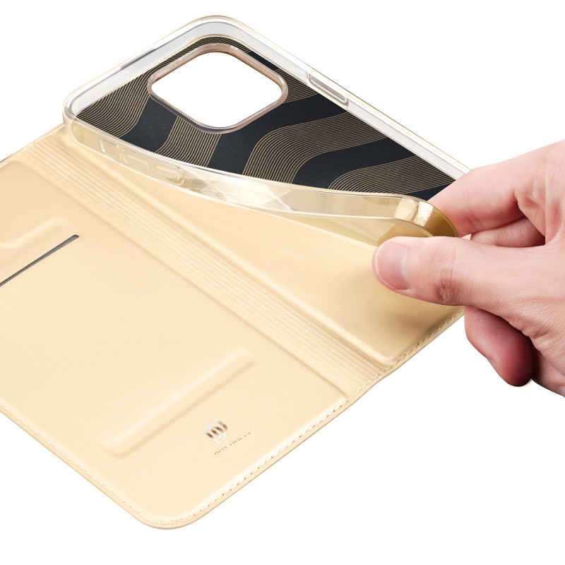 Dux Ducis Skin Pro dėklo dėklo dangtelis su atvartu iPhone 14 Pro Max auksinis