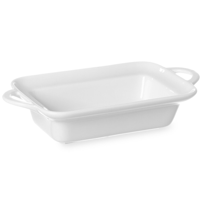 Stačiakampė kepimo indas su rankenomis 190x120x50mm baltas porcelianas - Hendi 784112