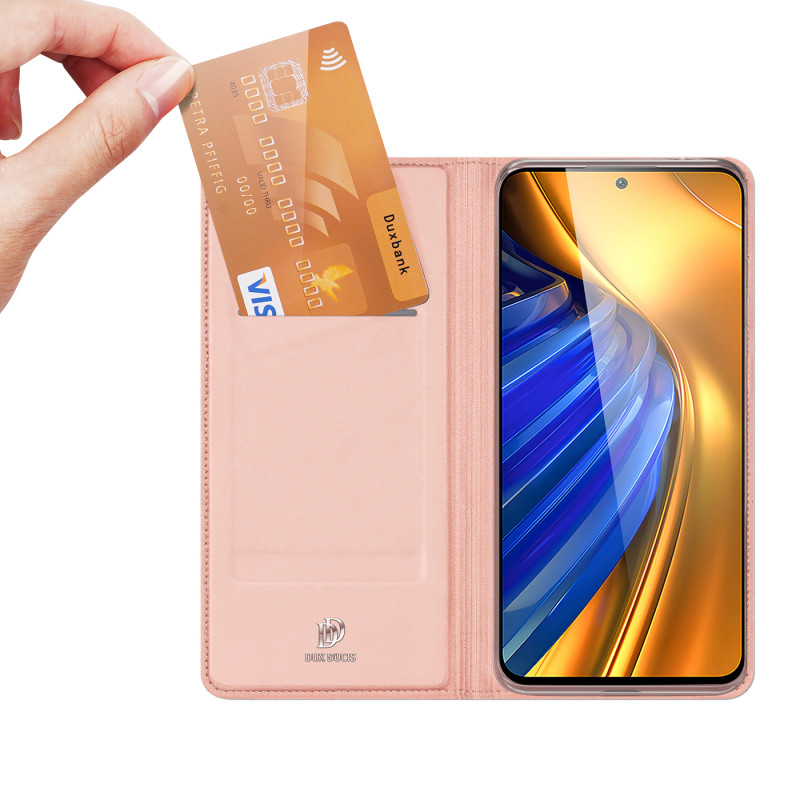 Dux Ducis Skin Pro dėklo dėklo dangtelis su atvartu Xiaomi Poco F4 5G rožinė