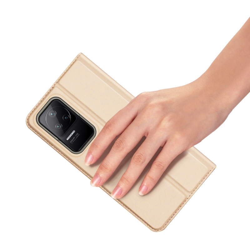 Dux Ducis Skin Pro dėklo atverčiamas dangtelis Xiaomi Poco F4 5G Gold