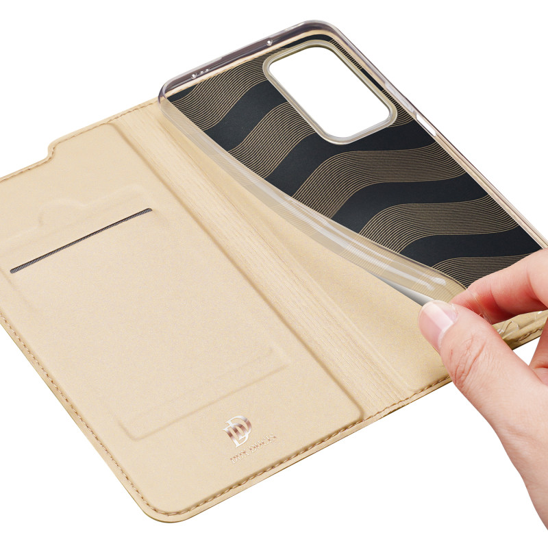 Dux Ducis Skin Pro dėklo atverčiamas dangtelis Xiaomi Poco F4 5G Gold