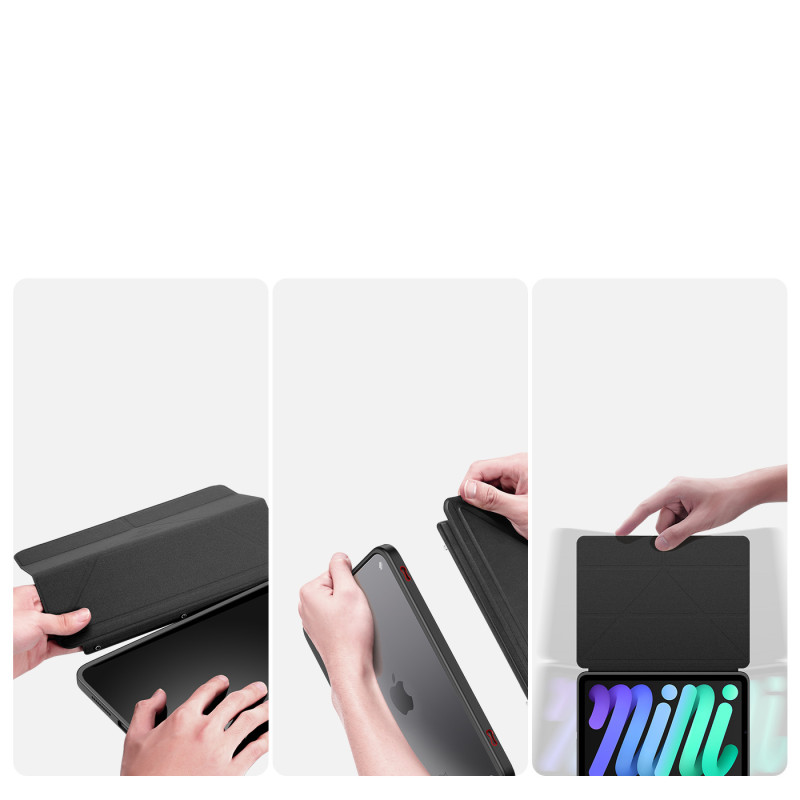 Dux Ducis Magi dėklas iPad mini 2021 išmanusis dangtelis su stovu ir laikikliu Apple Pencil juodai