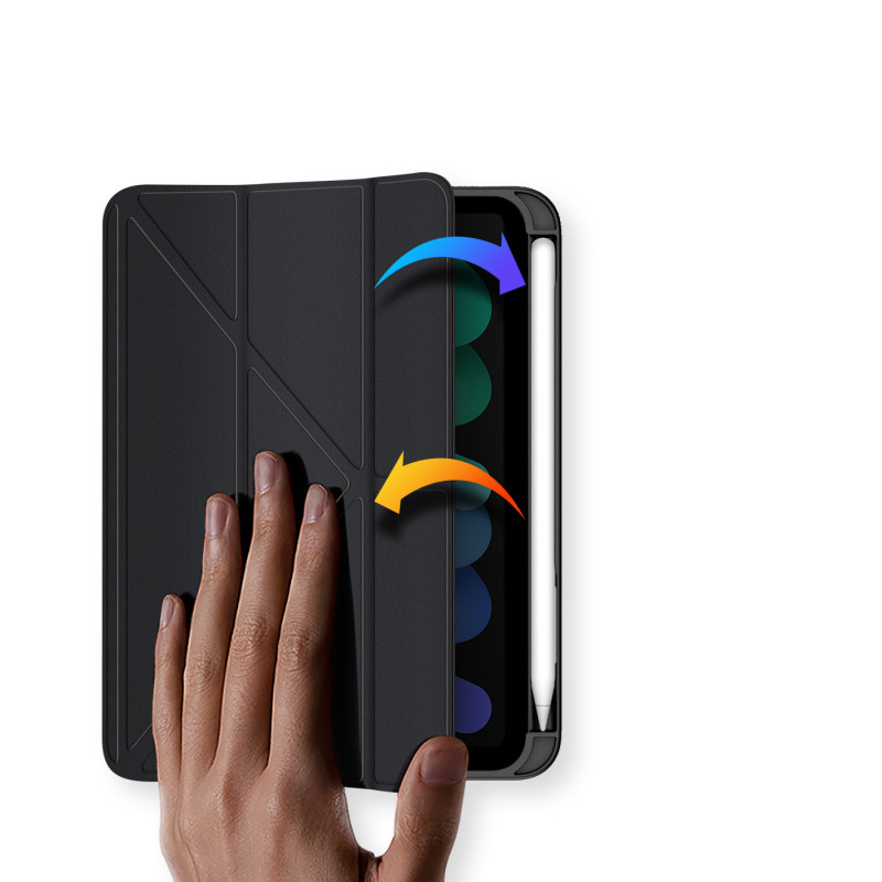 Dux Ducis Magi dėklas iPad mini 2021 išmanusis dangtelis su stovu ir laikikliu Apple Pencil juodai