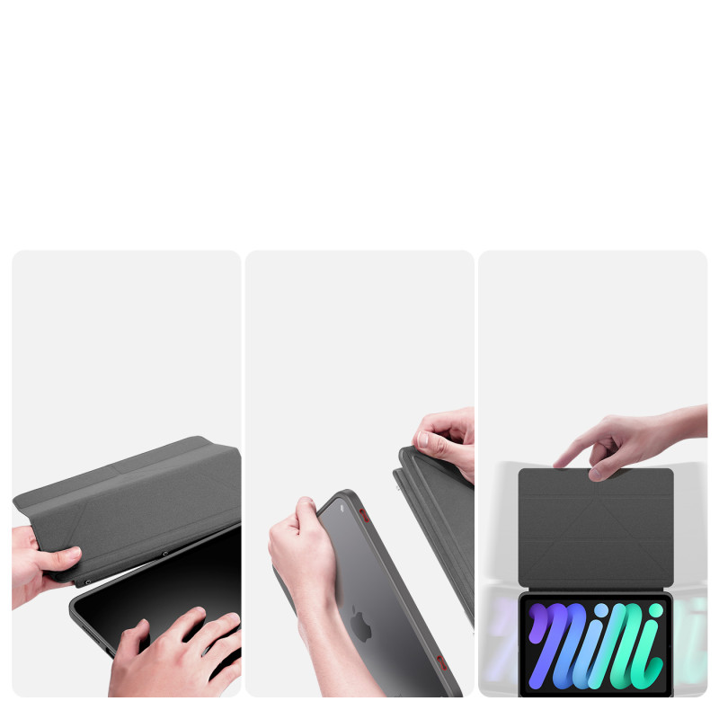 Dux Ducis Magi dėklas iPad mini 2021 išmanusis dangtelis su stovu ir laikikliu Apple Pencil pilkai
