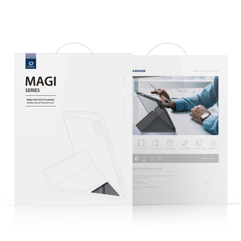 Dux Ducis Magi dėklas iPad mini 2021 išmanusis dangtelis su stovu ir laikikliu Apple Pencil pilkai