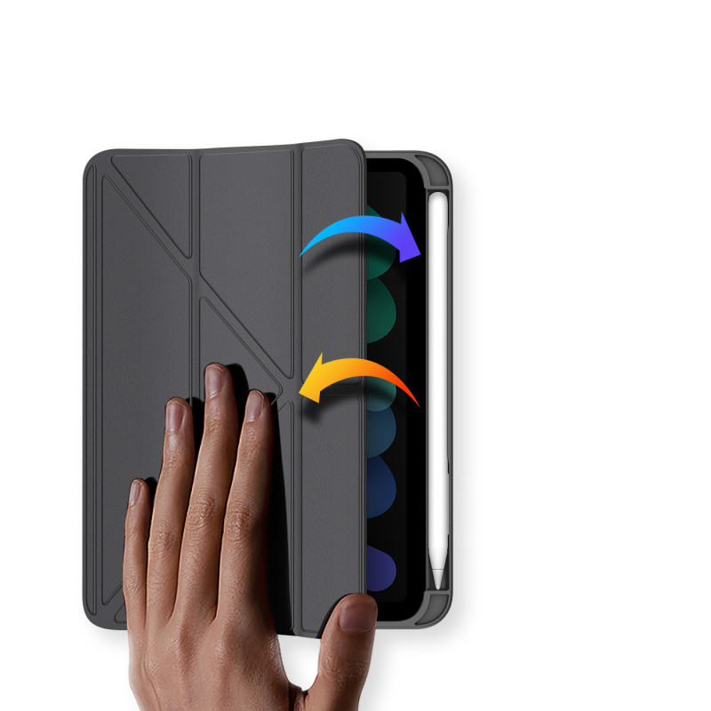 Dux Ducis Magi dėklas iPad mini 2021 išmanusis dangtelis su stovu ir laikikliu Apple Pencil pilkai