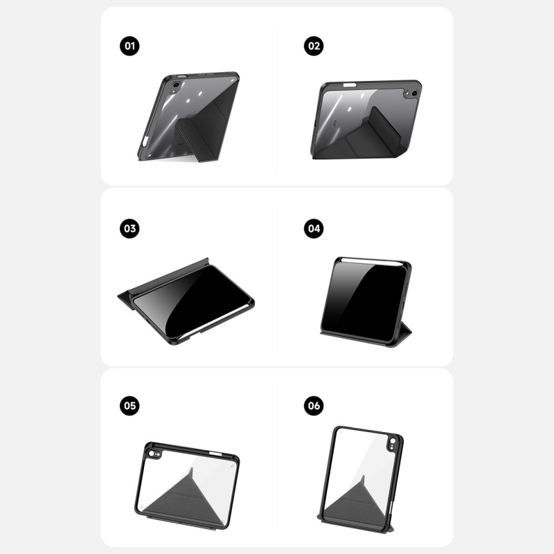 Dux Ducis Magi dėklas iPad mini 2021 išmanusis dangtelis su stovu ir laikikliu Apple Pencil pilkai