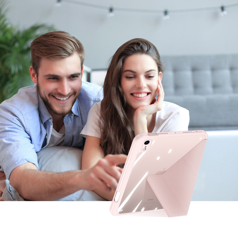 Dux Ducis Magi dėklas iPad mini 2021 išmanusis dangtelis su stovu ir laikymo vieta Apple Pencil rožiniam
