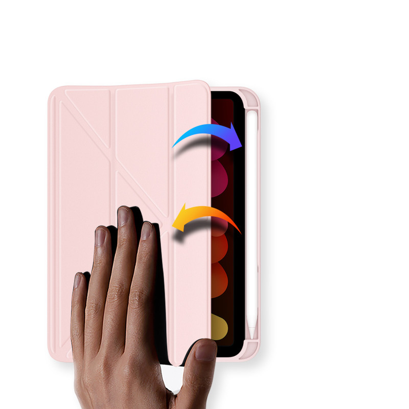 Dux Ducis Magi dėklas iPad mini 2021 išmanusis dangtelis su stovu ir laikymo vieta Apple Pencil rožiniam