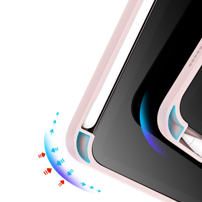 Dux Ducis Magi dėklas iPad mini 2021 išmanusis dangtelis su stovu ir laikymo vieta Apple Pencil rožiniam