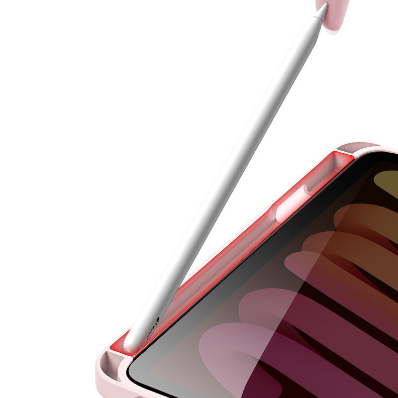Dux Ducis Magi dėklas iPad mini 2021 išmanusis dangtelis su stovu ir laikymo vieta Apple Pencil rožiniam