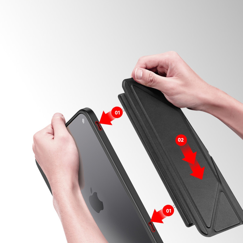 Dux Ducis Magi dėklas iPad mini 2021 išmanusis dangtelis su stovu ir laikymo vieta Apple Pencil rožiniam