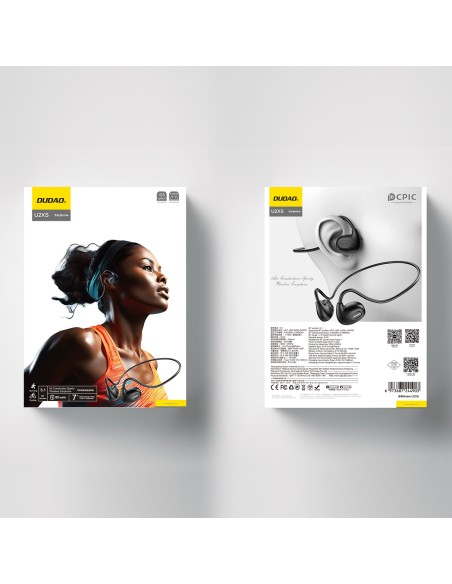 Dudao belaidės sportinės ausinės Air Conduction Bluetooth 5.0 230 mAh juoda (U2XS)