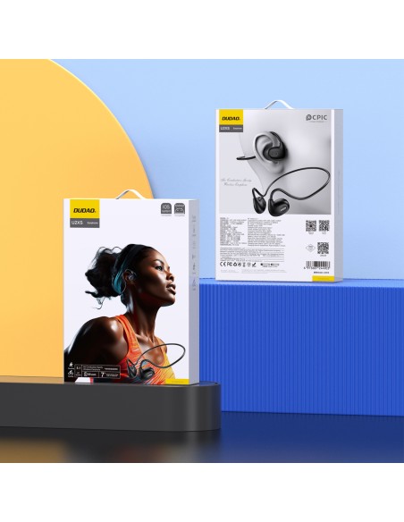Dudao belaidės sportinės ausinės Air Conduction Bluetooth 5.0 230 mAh juoda (U2XS)