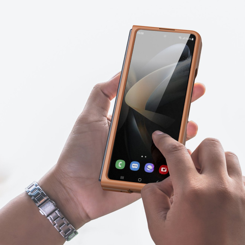 Dux Ducis Venice dėklas Samsung Galaxy Z Fold 4 odinis dangtelis rudas