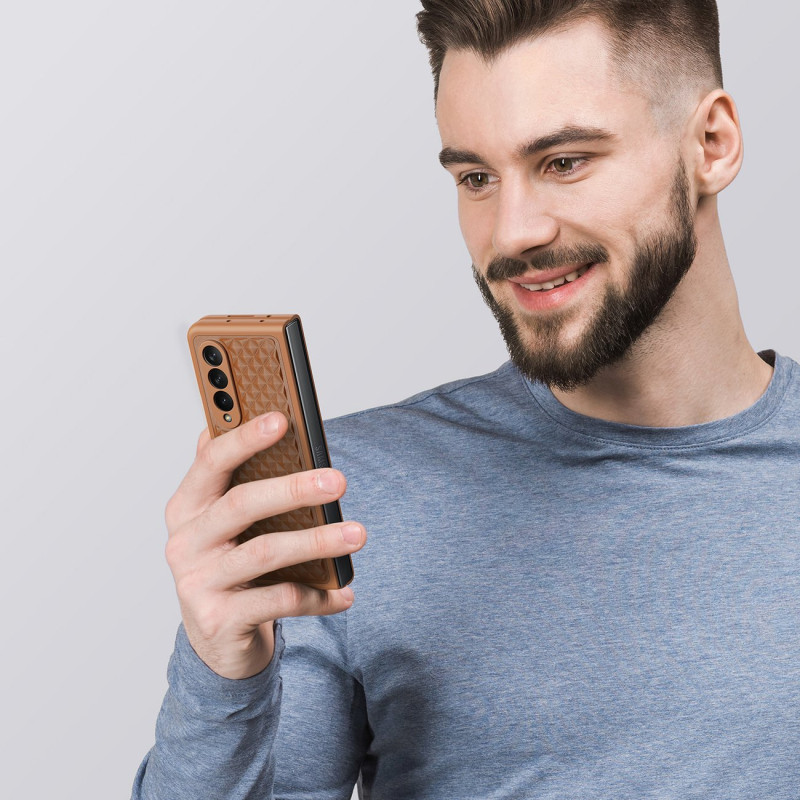 Dux Ducis Venice dėklas Samsung Galaxy Z Fold 4 odinis dangtelis rudas