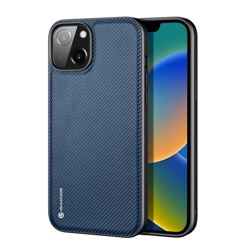 Dux Ducis Fino dėklo dangtelis padengtas nailono medžiaga iPhone 14 mėlynas