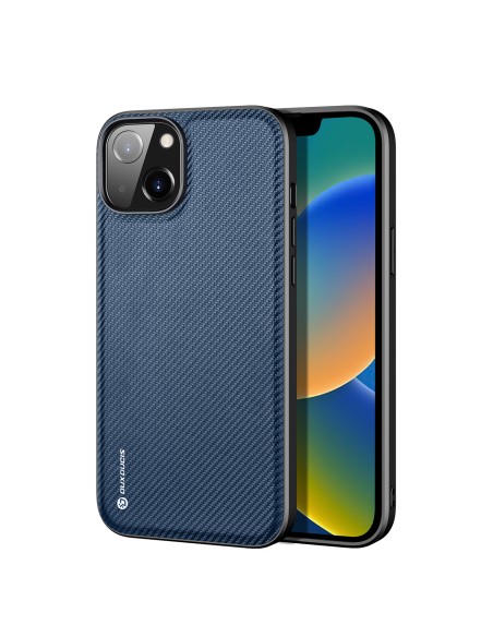 Dux Ducis Fino dėklo dangtelis padengtas nailono medžiaga iPhone 14 mėlynas