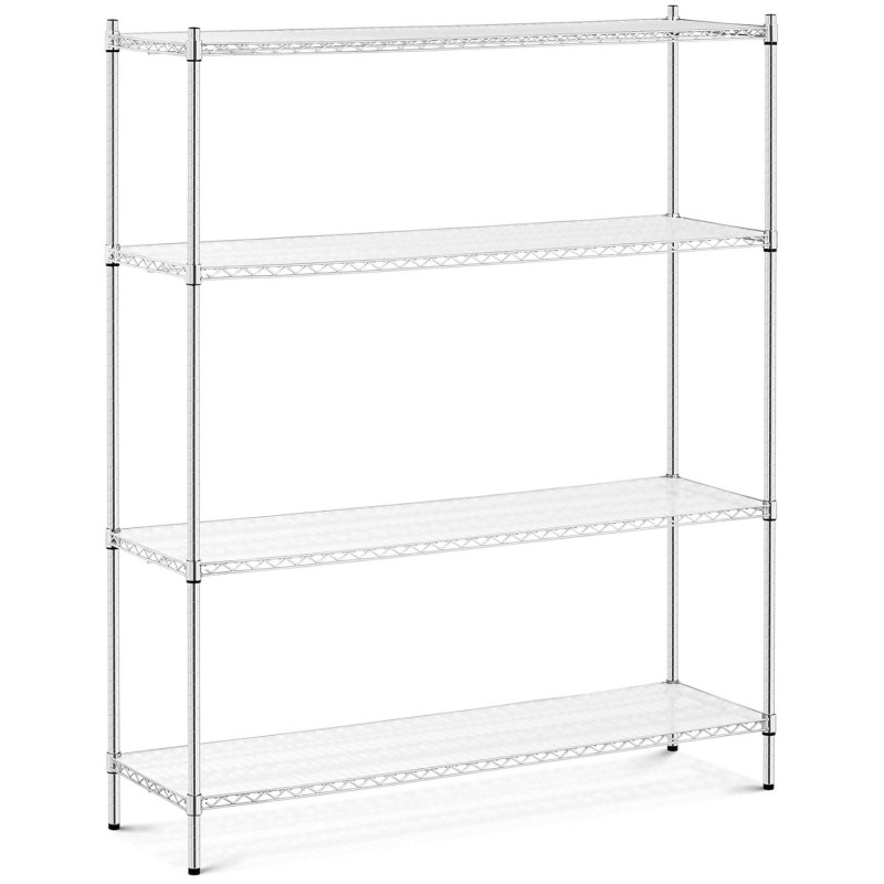 Chromuota vielos laikymo lentyna 4 lentynos + 4 kilimėliai iki 1 t 1000 kg 150x45x180 cm