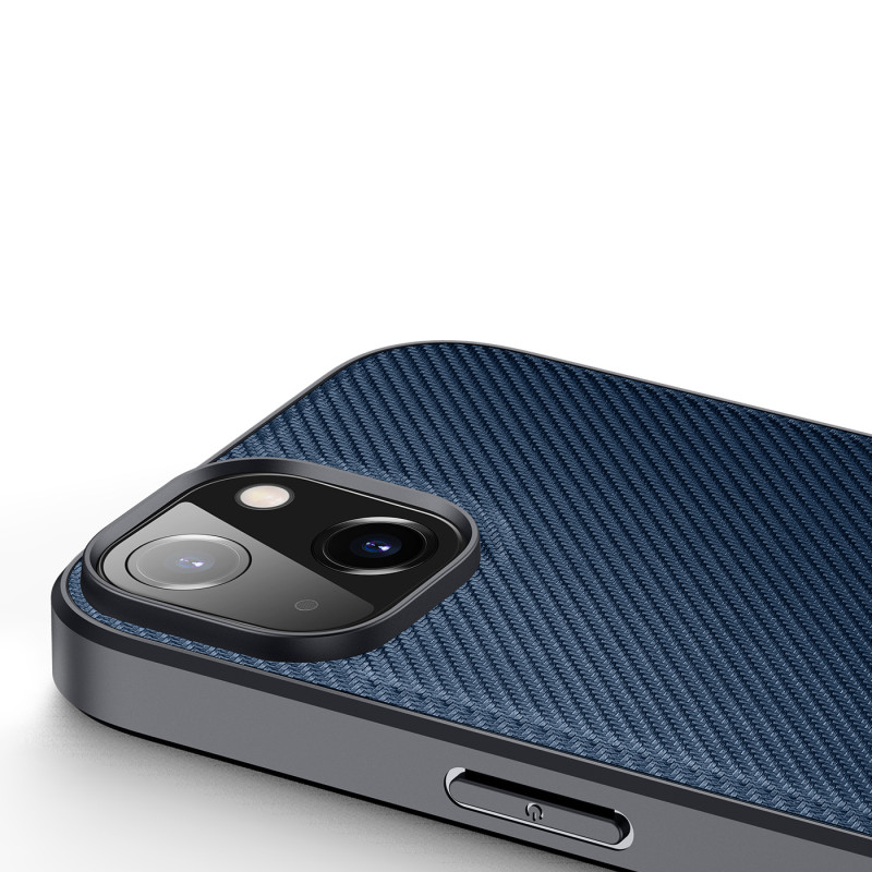 Dux Ducis Fino dėklo dangtelis padengtas nailono medžiaga iPhone 14 mėlynas