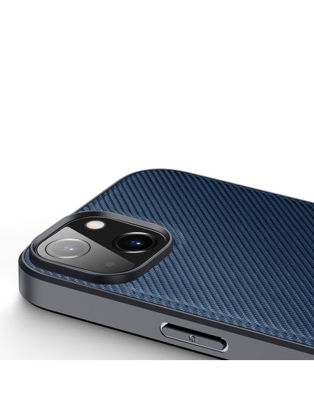 Dux Ducis Fino dėklo dangtelis padengtas nailono medžiaga iPhone 14 mėlynas