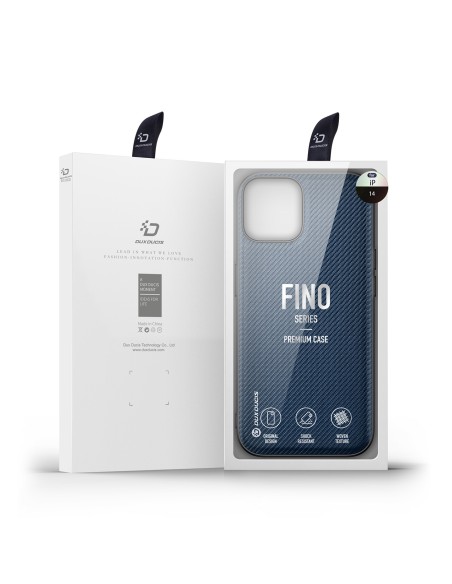 Dux Ducis Fino dėklo dangtelis padengtas nailono medžiaga iPhone 14 mėlynas