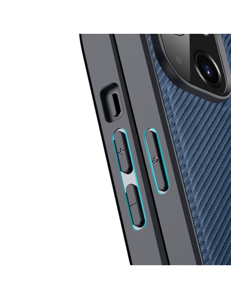 Dux Ducis Fino dėklo dangtelis padengtas nailono medžiaga iPhone 14 mėlynas