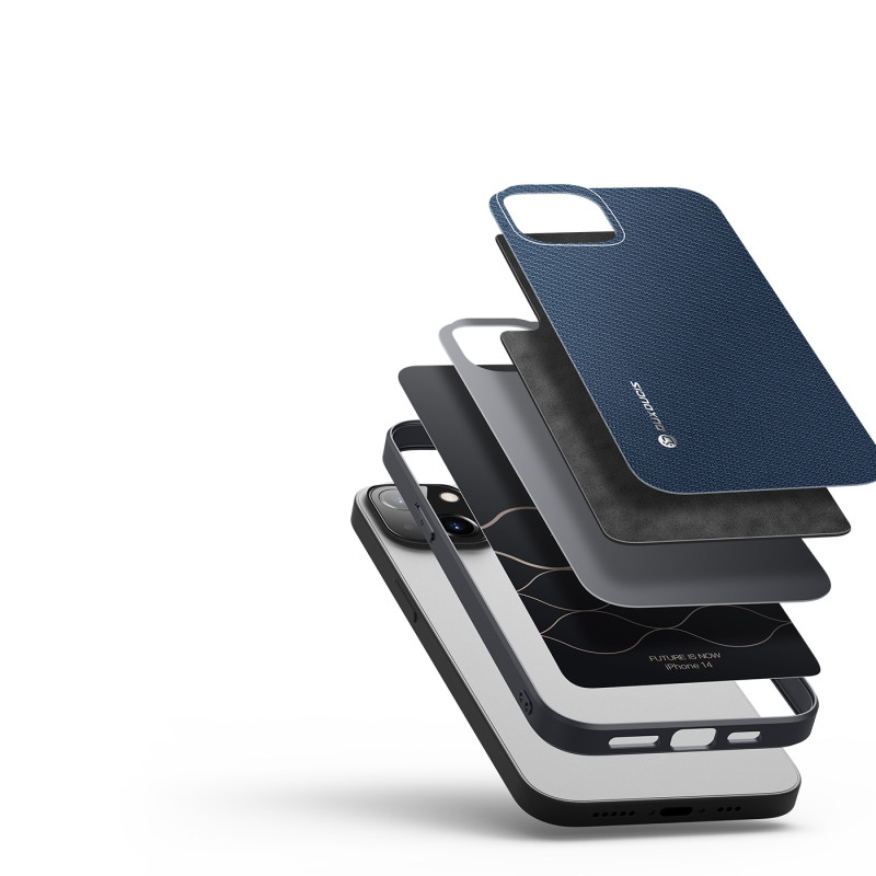 Dux Ducis Fino dėklo dangtelis padengtas nailono medžiaga iPhone 14 mėlynas