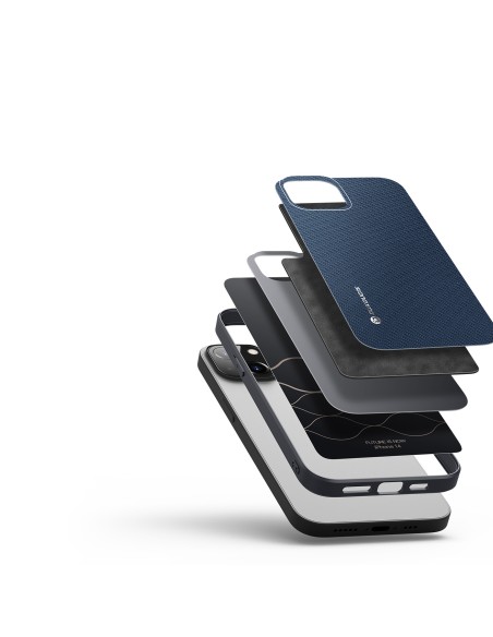 Dux Ducis Fino dėklo dangtelis padengtas nailono medžiaga iPhone 14 mėlynas