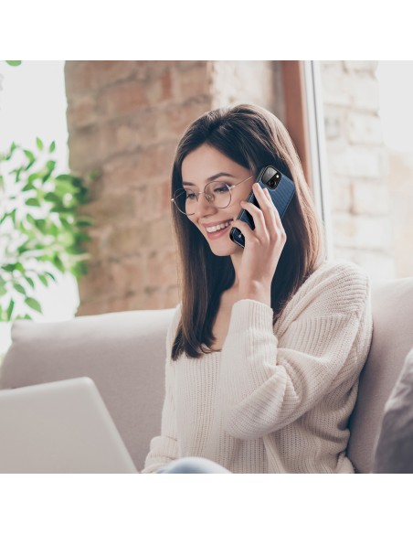 Dux Ducis Fino dėklo dangtelis padengtas nailono medžiaga iPhone 14 mėlynas