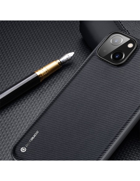 Dux Ducis Fino dėklo dangtelis padengtas nailono medžiaga iPhone 14 mėlynas