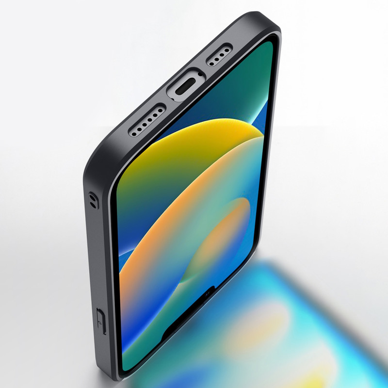 Dux Ducis Fino dėklo dangtelis padengtas nailono medžiaga iPhone 14 mėlynas