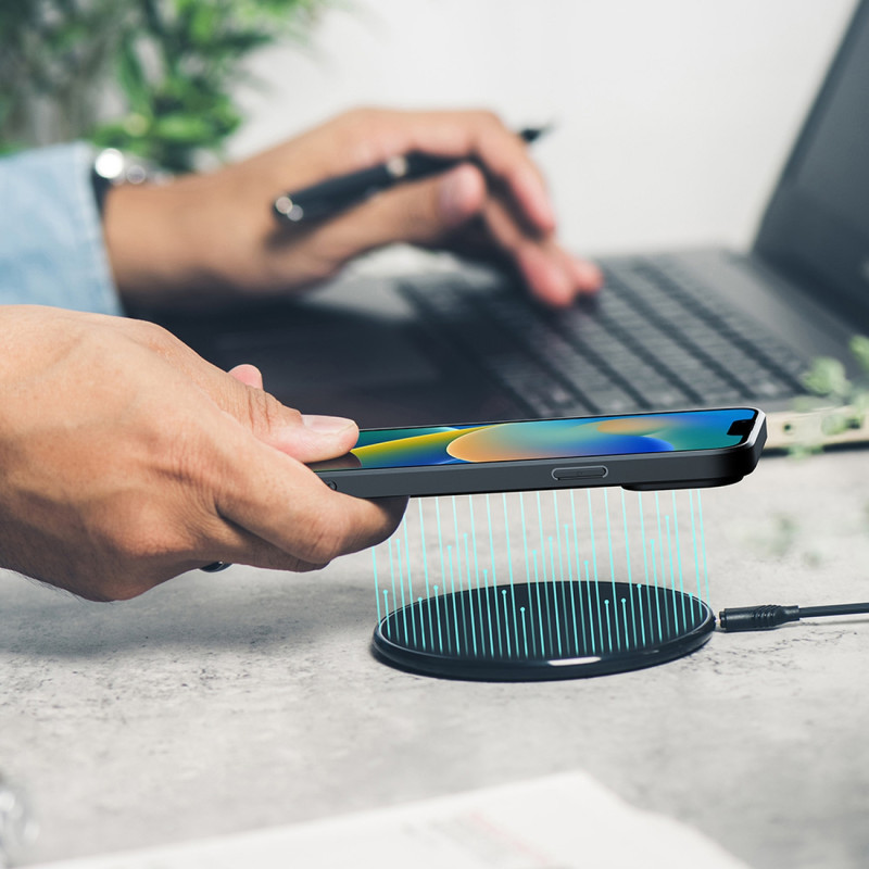 Dux Ducis Fino dėklo dangtelis padengtas nailono medžiaga iPhone 14 mėlynas