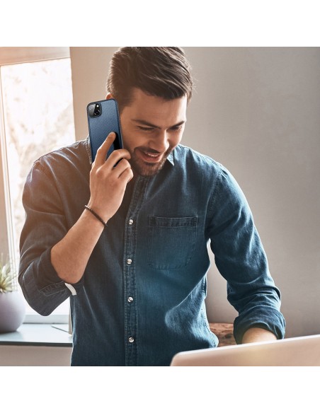 Dux Ducis Fino dėklo dangtelis padengtas nailono medžiaga iPhone 14 mėlynas