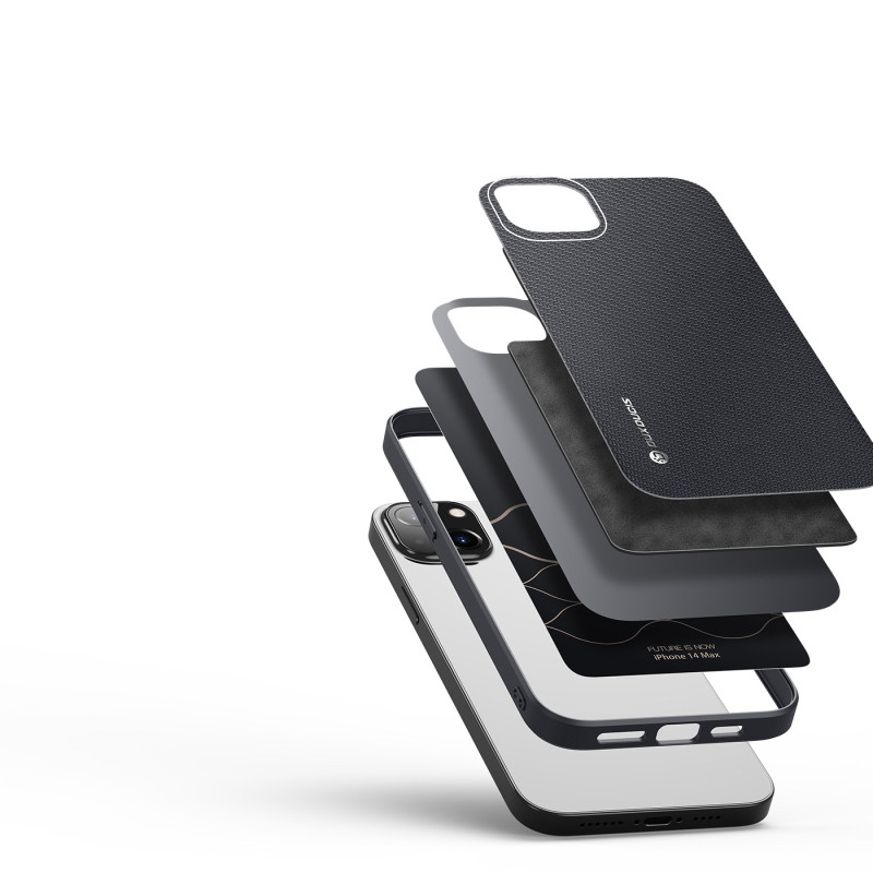 Dux Ducis Fino dėklo dangtelis padengtas nailono medžiaga iPhone 14 Plus juodas