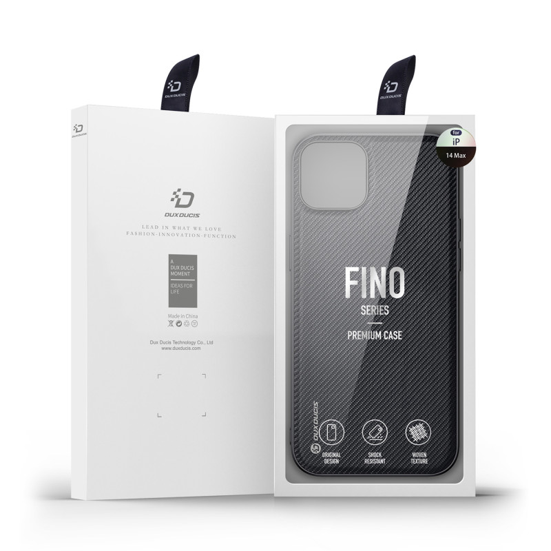 Dux Ducis Fino dėklo dangtelis padengtas nailono medžiaga iPhone 14 Plus juodas