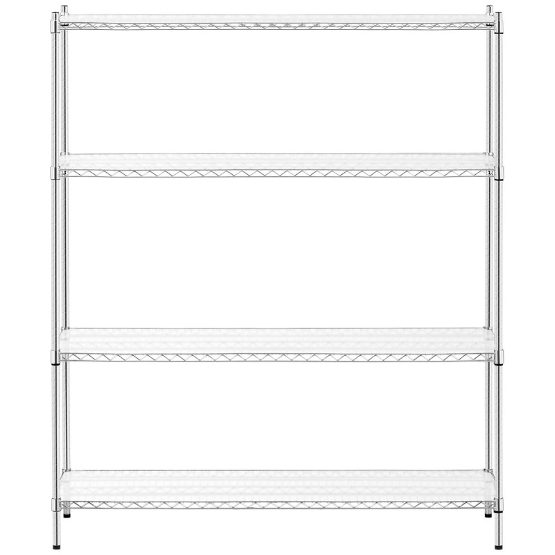 Chromuota vielos laikymo lentyna 4 lentynos + 4 kilimėliai iki 1 t 1000 kg 150x45x180 cm