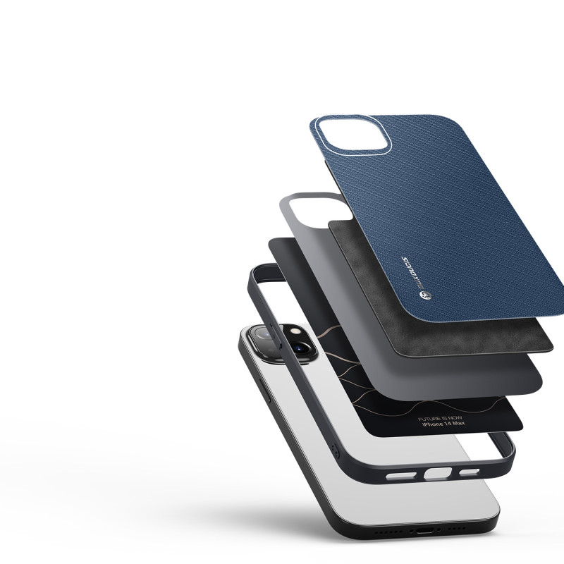 Dux Ducis Fino dėklo dangtelis padengtas nailono medžiaga iPhone 14 Plus mėlyna