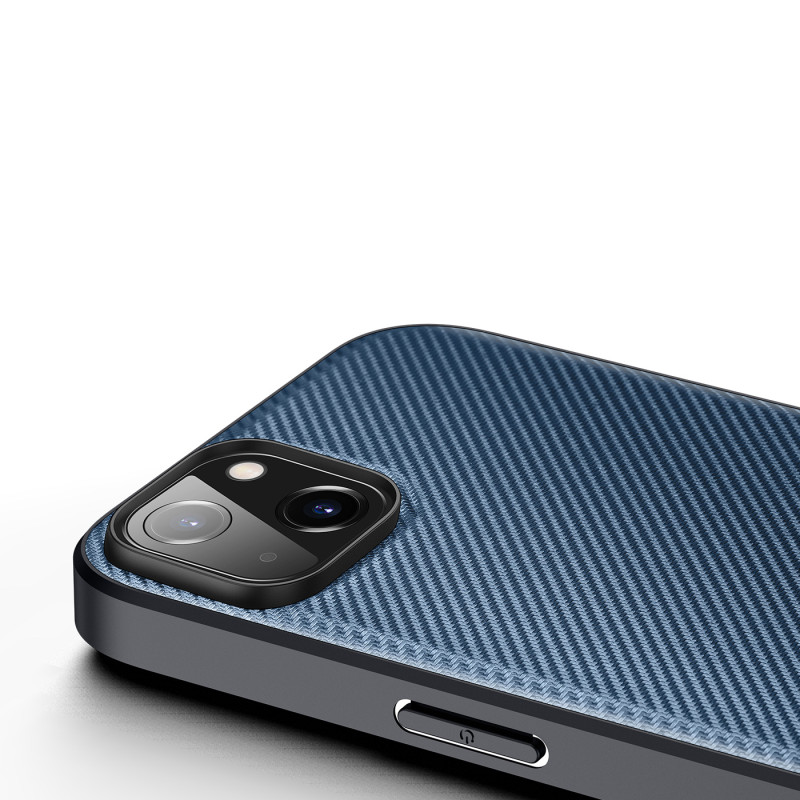 Dux Ducis Fino dėklo dangtelis padengtas nailono medžiaga iPhone 14 Plus mėlyna
