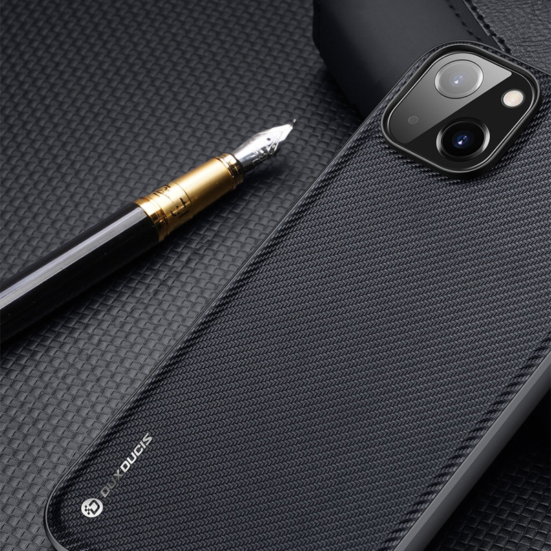 Dux Ducis Fino dėklo dangtelis padengtas nailono medžiaga iPhone 14 Plus mėlyna