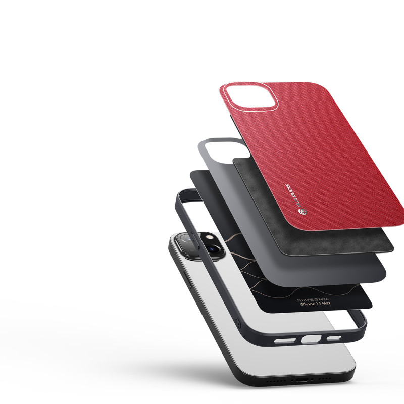 Dux Ducis Fino dėklo dangtelis padengtas nailono medžiaga iPhone 14 Plus raudonas