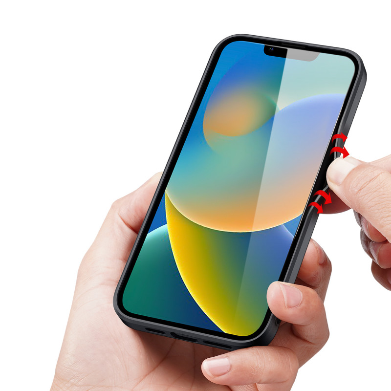 Dux Ducis Fino dėklo dangtelis padengtas nailono medžiaga iPhone 14 Plus raudonas