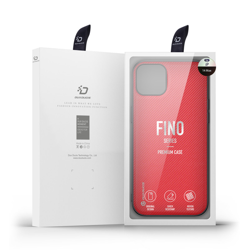 Dux Ducis Fino dėklo dangtelis padengtas nailono medžiaga iPhone 14 Plus raudonas